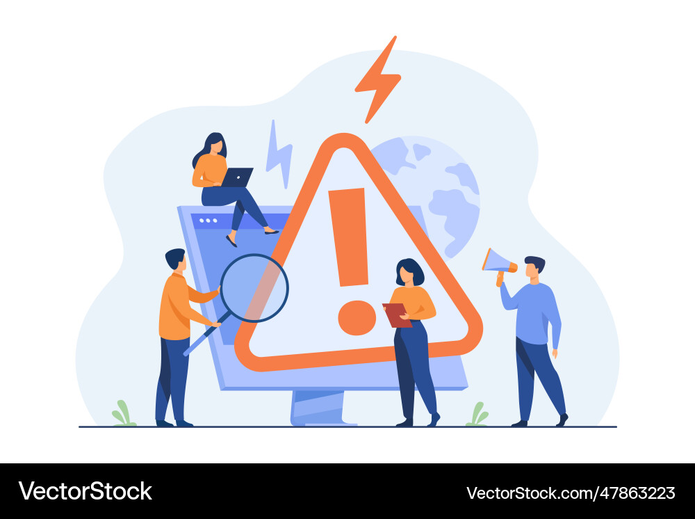 Tiny people examining operating system error Tiny people examining operating system error vector image