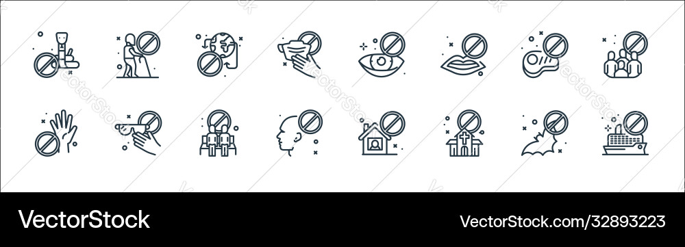 Virus restrictions line icons linear set quality Virus restrictions line icons linear set quality vector image