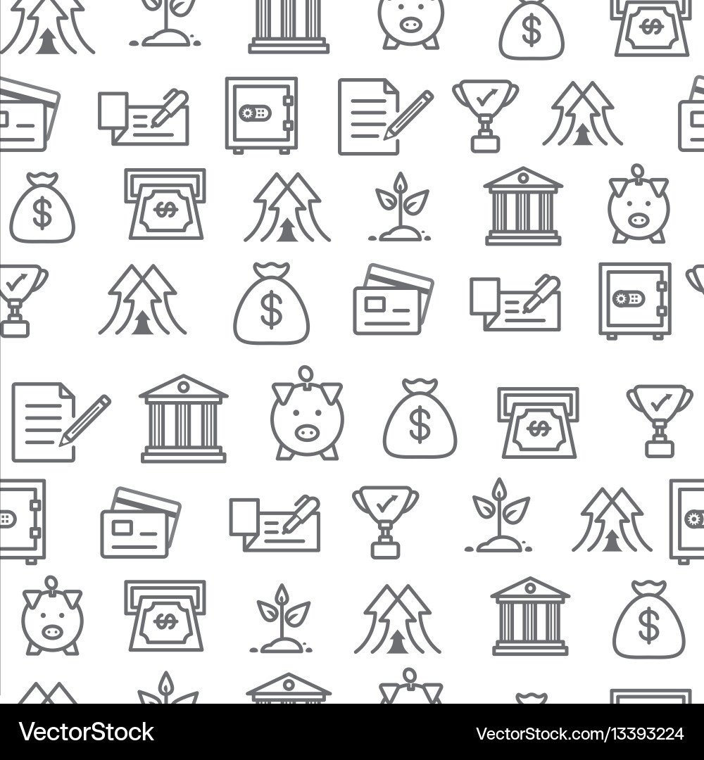 Different line style icons seamless pattern bank vector image