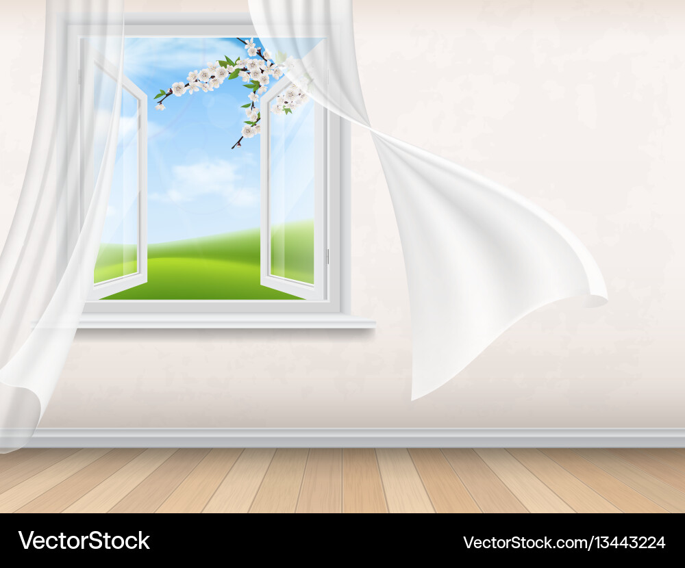 Empty room interior with open window vector image