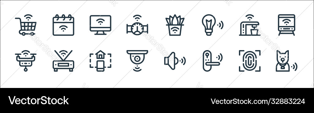 Internet things line icons linear set quality Internet things line icons linear set quality vector image