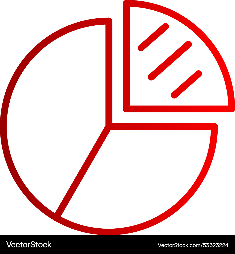 Pie chart line gradient icon vector image
