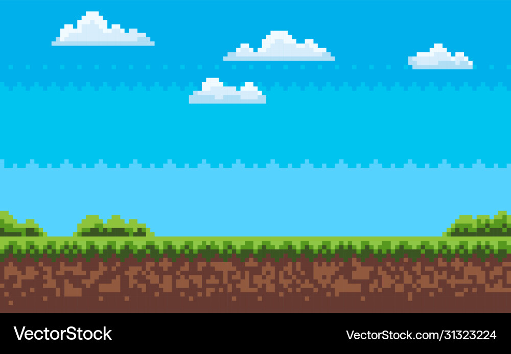 Pixel Game Landscape Royalty Free Vector Image