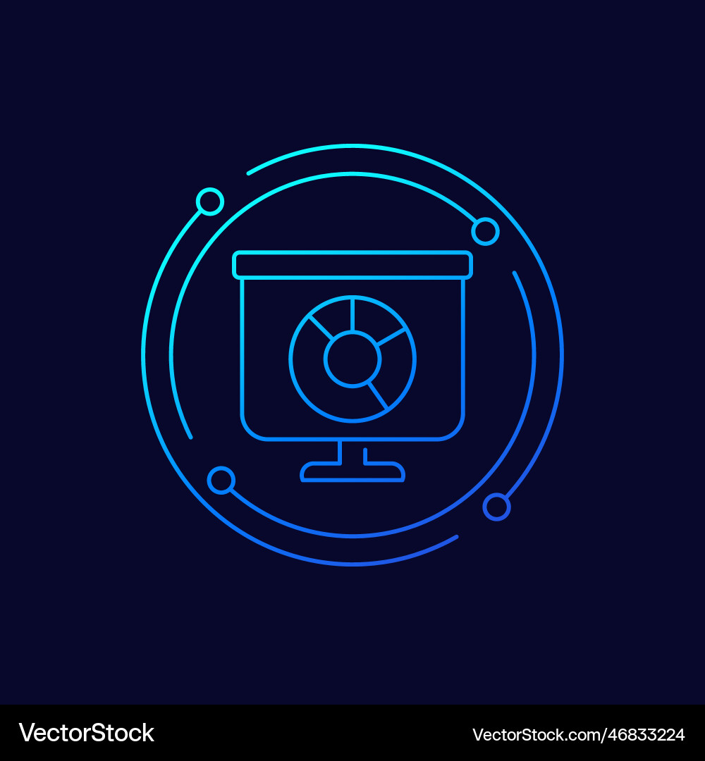 Presentation with a pie chart icon linear design Presentation with a pie chart icon linear design vector image