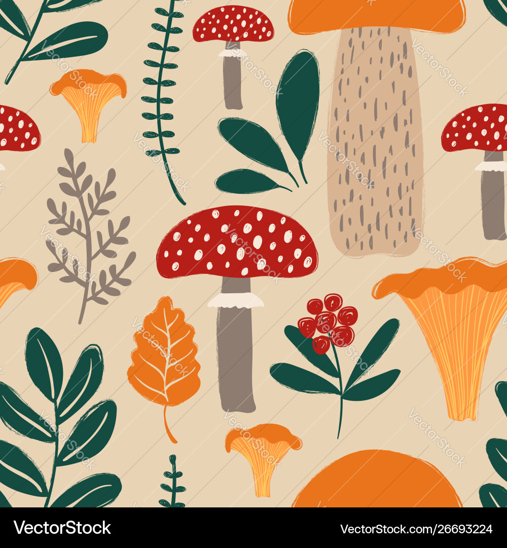 Retro Mushroom Pattern vector image