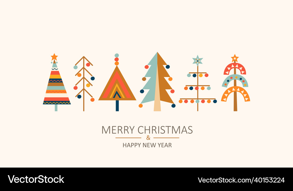 Scandinavian Christmas Tree Card Vector Image