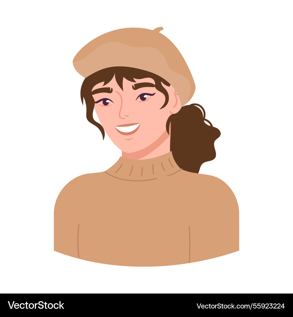 Woman portrait modern stylish female face beige Woman portrait modern stylish female face beige vector image