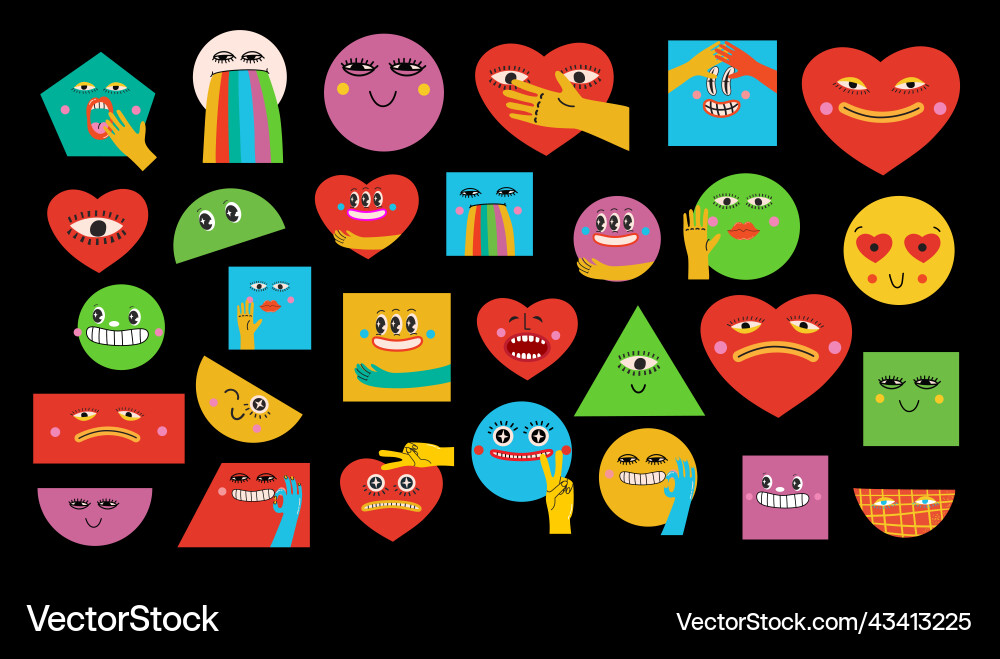 Collection of round square triangular and heart Vector Image