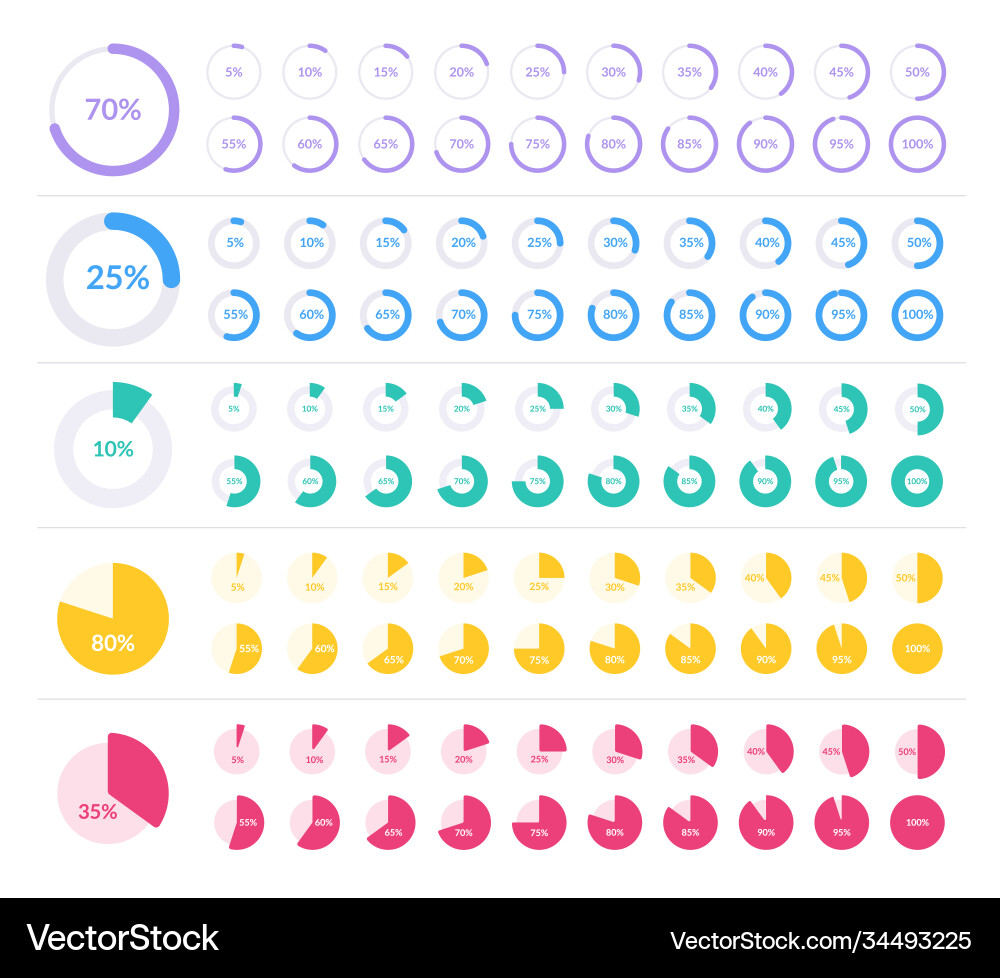 Colorful Pie Chart Set - Data Visualization vector image