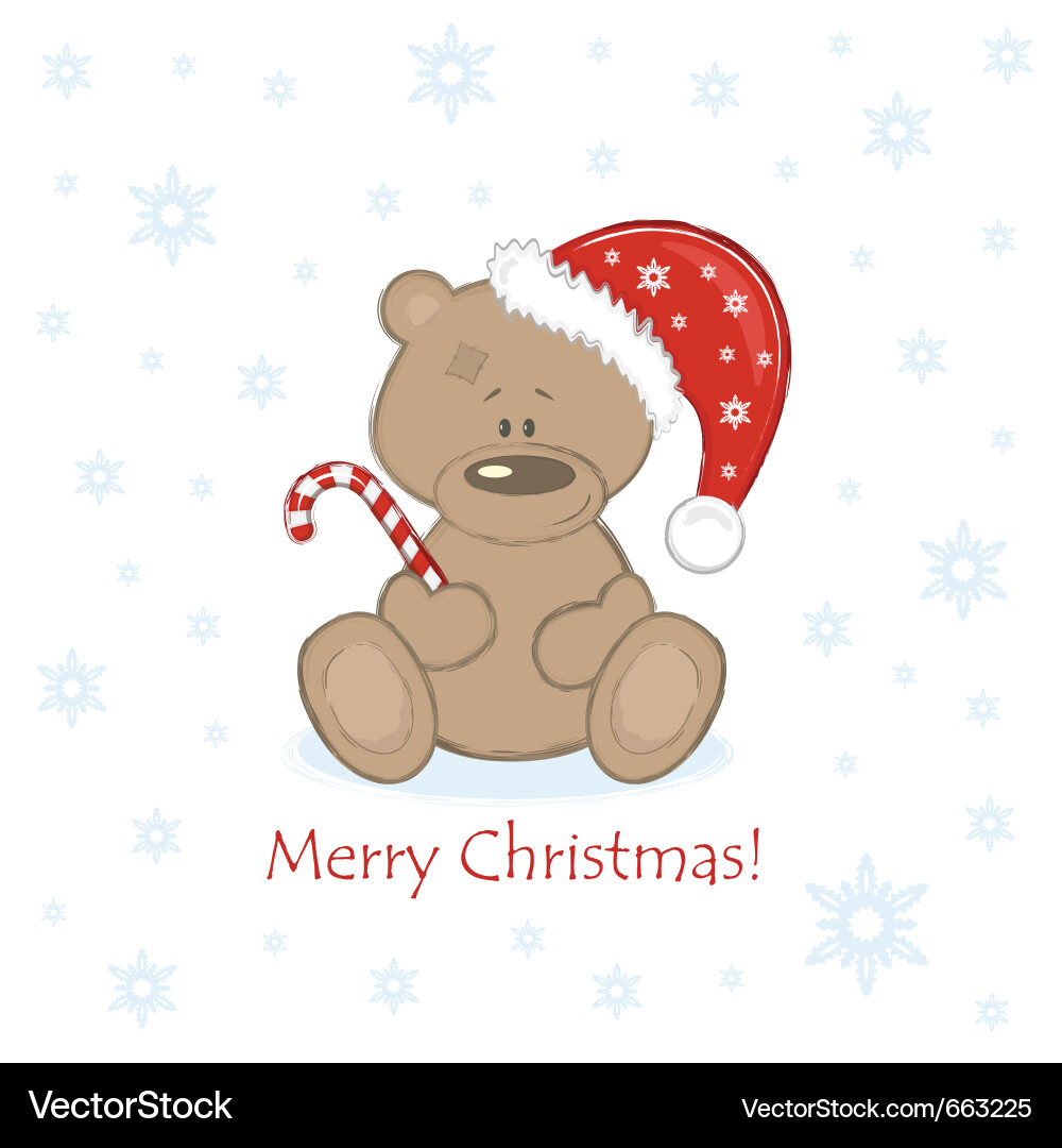 Cute Christmas Teddy Bear Vector Image