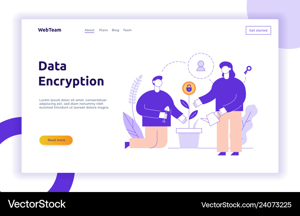 Data encryption web page online banner vector image