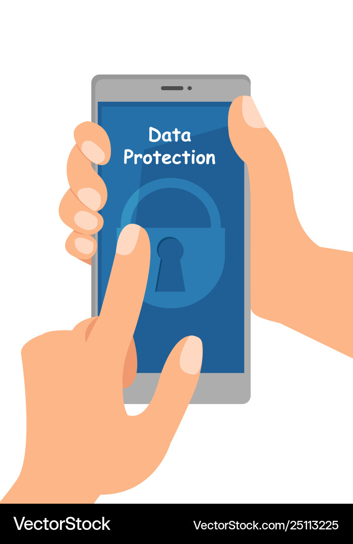 Data Security App - Hands & Lock vector image
