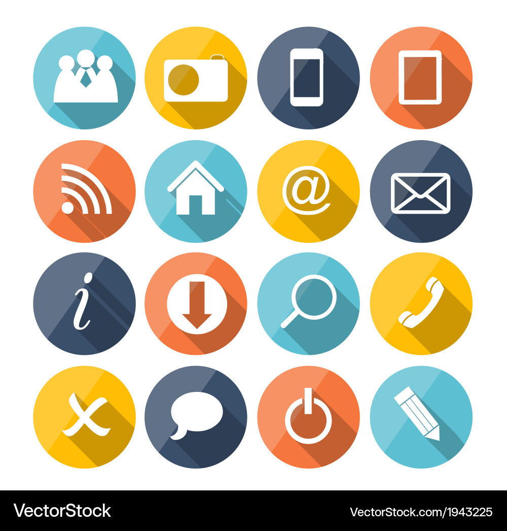 Flat icon set for web vector image