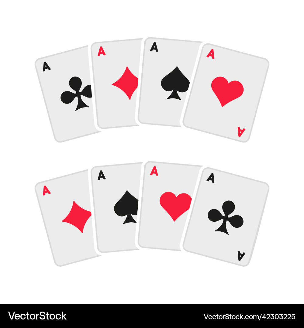 Four aces poker playing cards set vector image