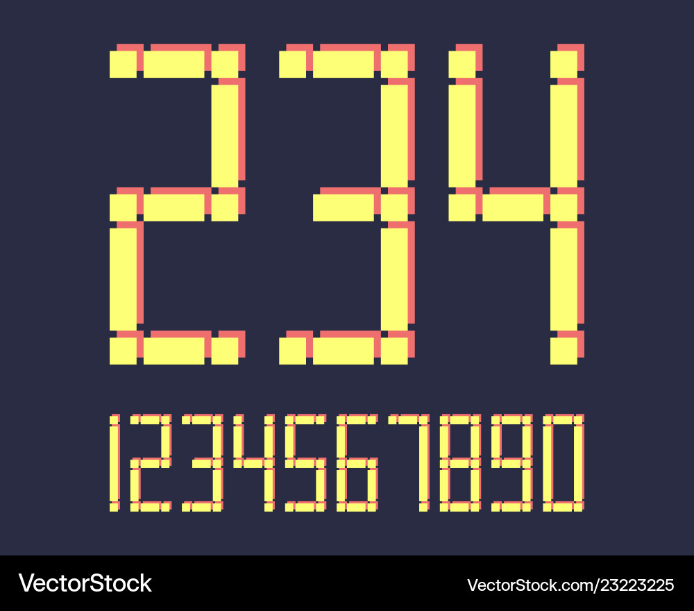 Geometric font line digital effect design numbers vector image