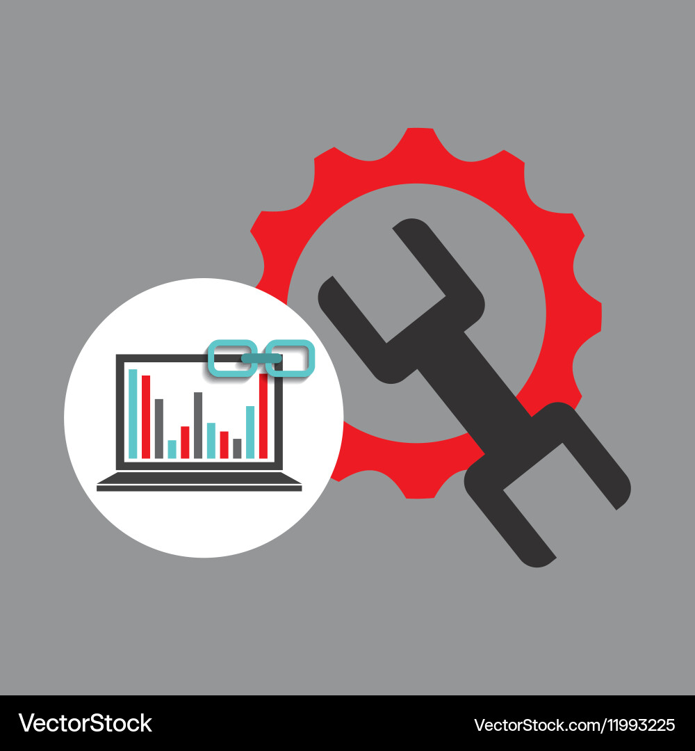 Laptop support graphs link web vector image