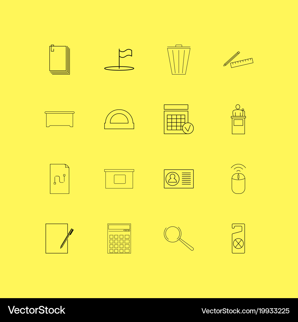 Office linear icon set simple outline icons vector image