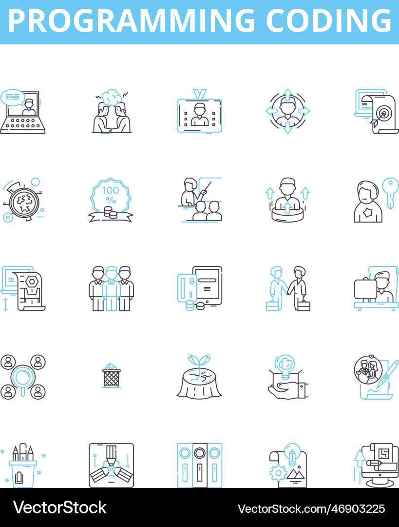 Programming coding line icons set Programming coding line icons set vector image