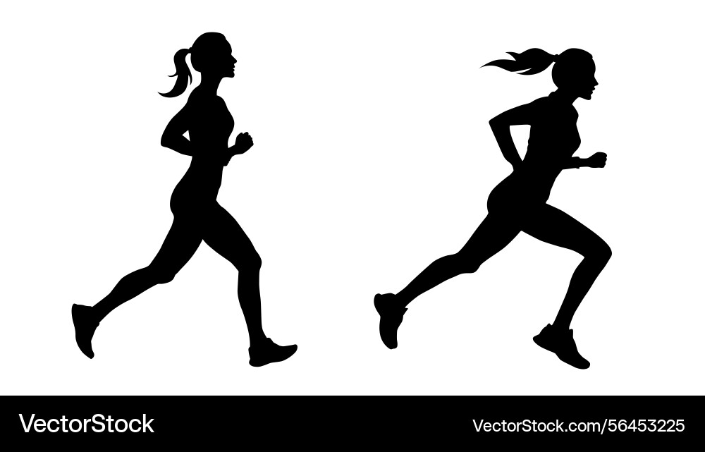 Running woman silhouettes set female Vector Image