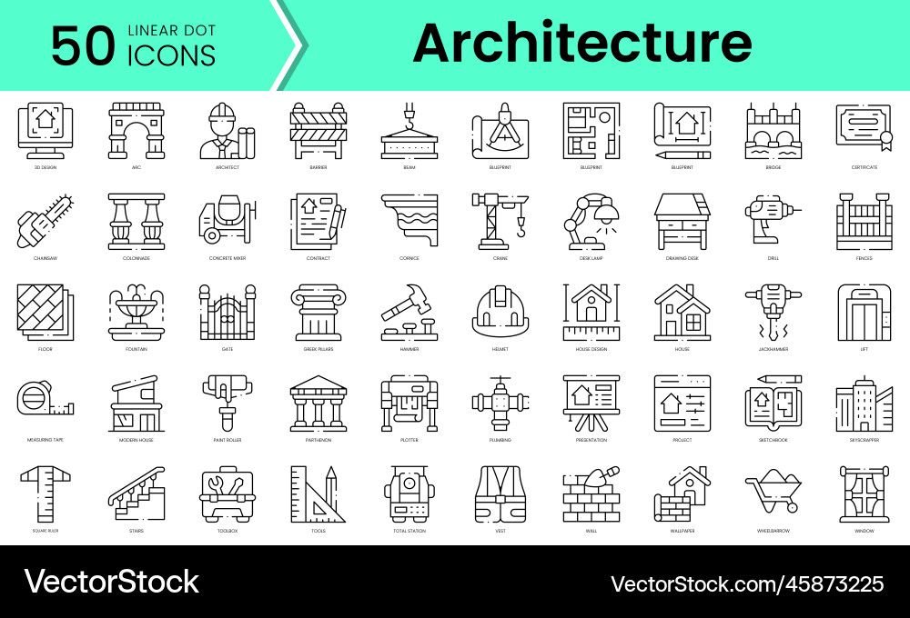 Set of architecture icons line art style Vector Image