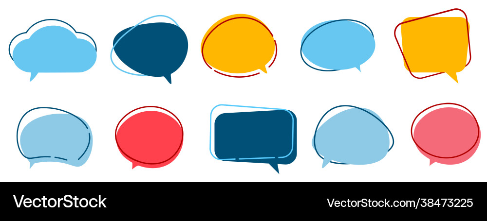 Set speech bubbles multicolored clouds Set speech bubbles multicolored clouds Vector Image