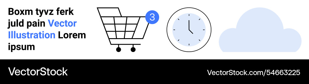 Shopping cart with notification clock and cloud Vector Image