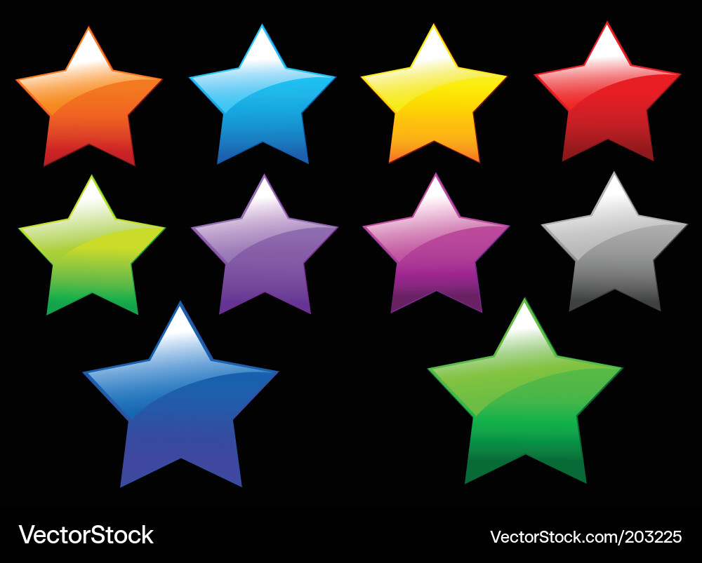 Simple shiny stars buttons vector image