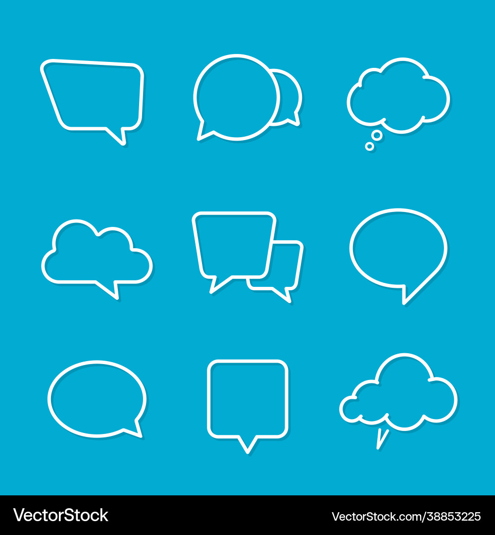 Speech bubble line icons set simple flat design Speech bubble line icons set simple flat design vector image