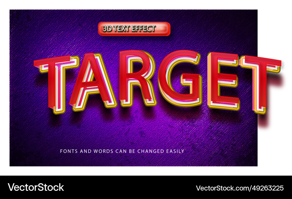 Target 3d red editable text effect style Target 3d red editable text effect style vector image