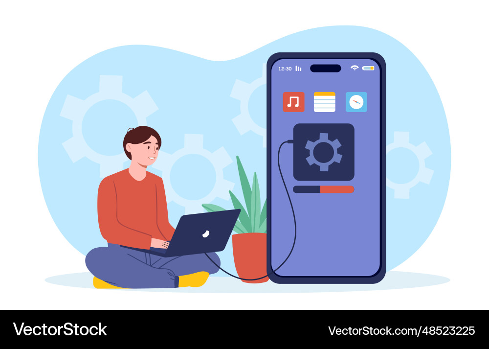 Transfer files from smartphone to computer Transfer files from smartphone to computer vector image