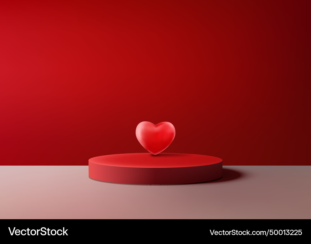 Valentines day red podium mockup showcase product Vector Image