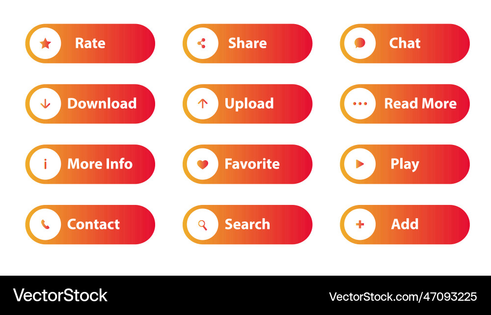 Web buttons flat design template color gradient Web buttons flat design template color gradient vector image
