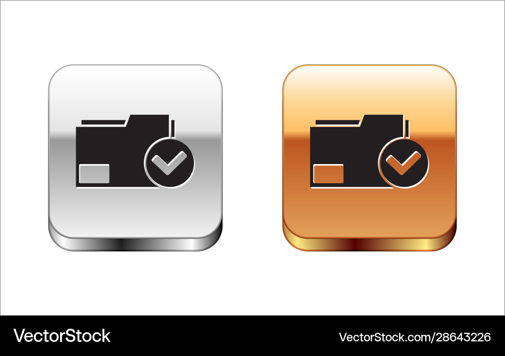 Black document folder and check mark icon isolated Black document folder and check mark icon isolated vector image