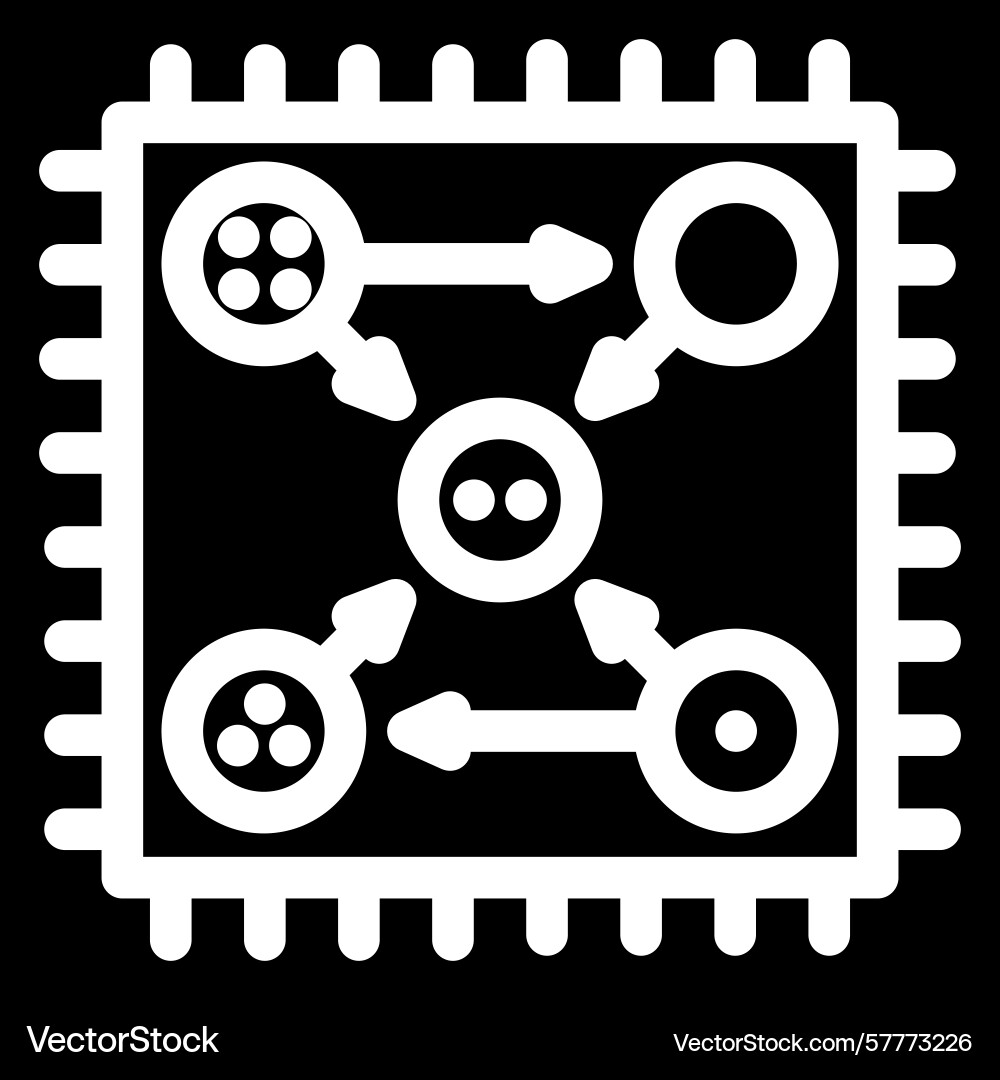 Chip entangled qubits quantum computer glyph icon Chip entangled qubits quantum computer glyph icon vector image