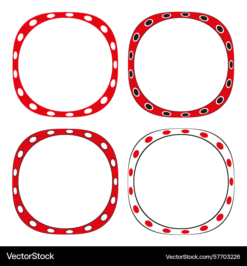 Circular frame elements red border pattern dot Circular frame elements red border pattern dot vector image