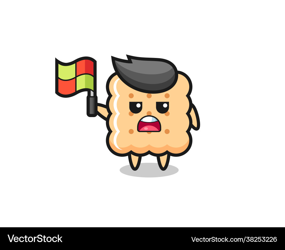 Cracker character as line judge putting flag Cracker character as line judge putting flag vector image