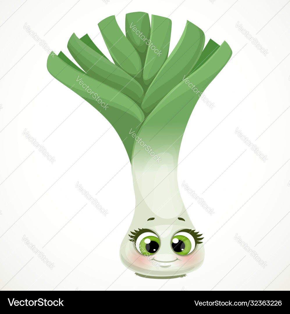 Cute little cartoon emoji leek isolated on white Cute little cartoon emoji leek isolated on white vector image