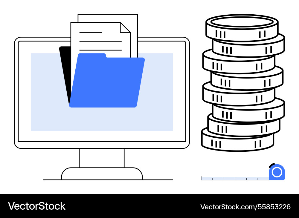 Digital file management with coins representing Digital file management with coins representing vector image