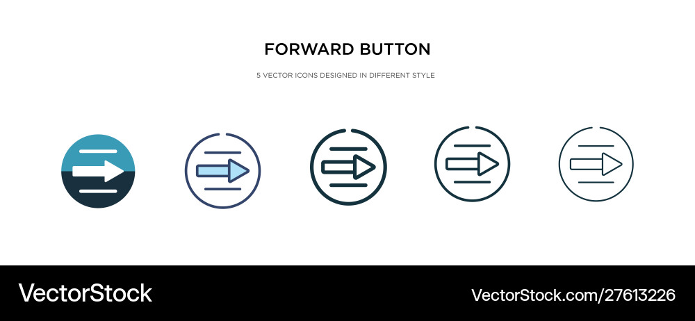 Forward button icon in different style two vector image