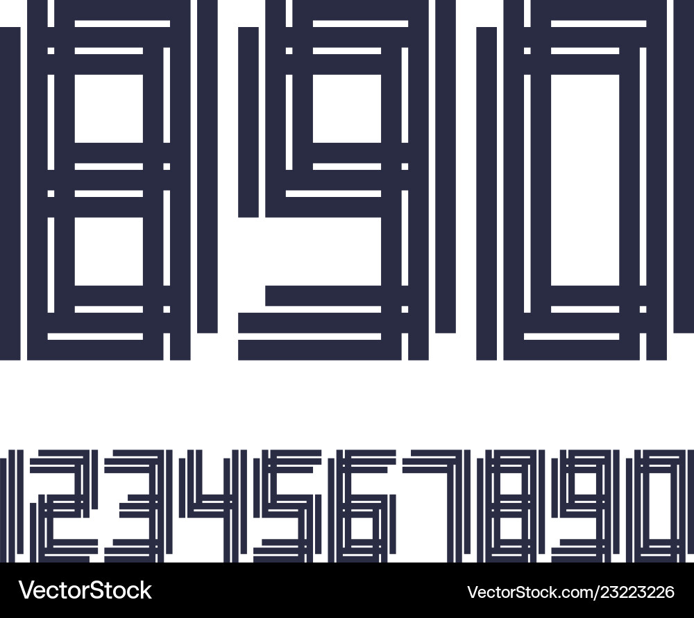 Geometric font line digital effect design numbers vector image