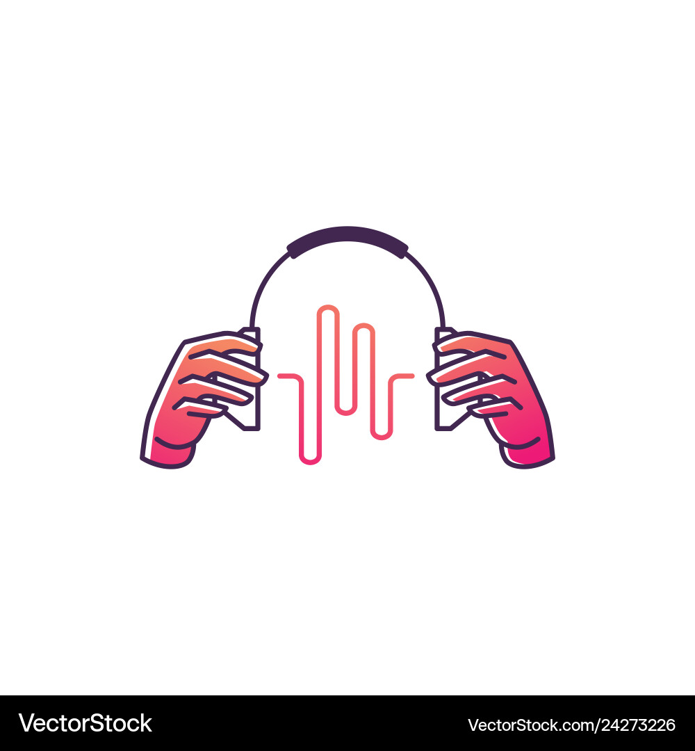 Hand hold headphones with music beats logo icon