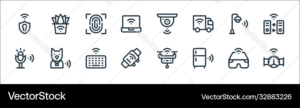 Internet things line icons linear set quality Internet things line icons linear set quality vector image