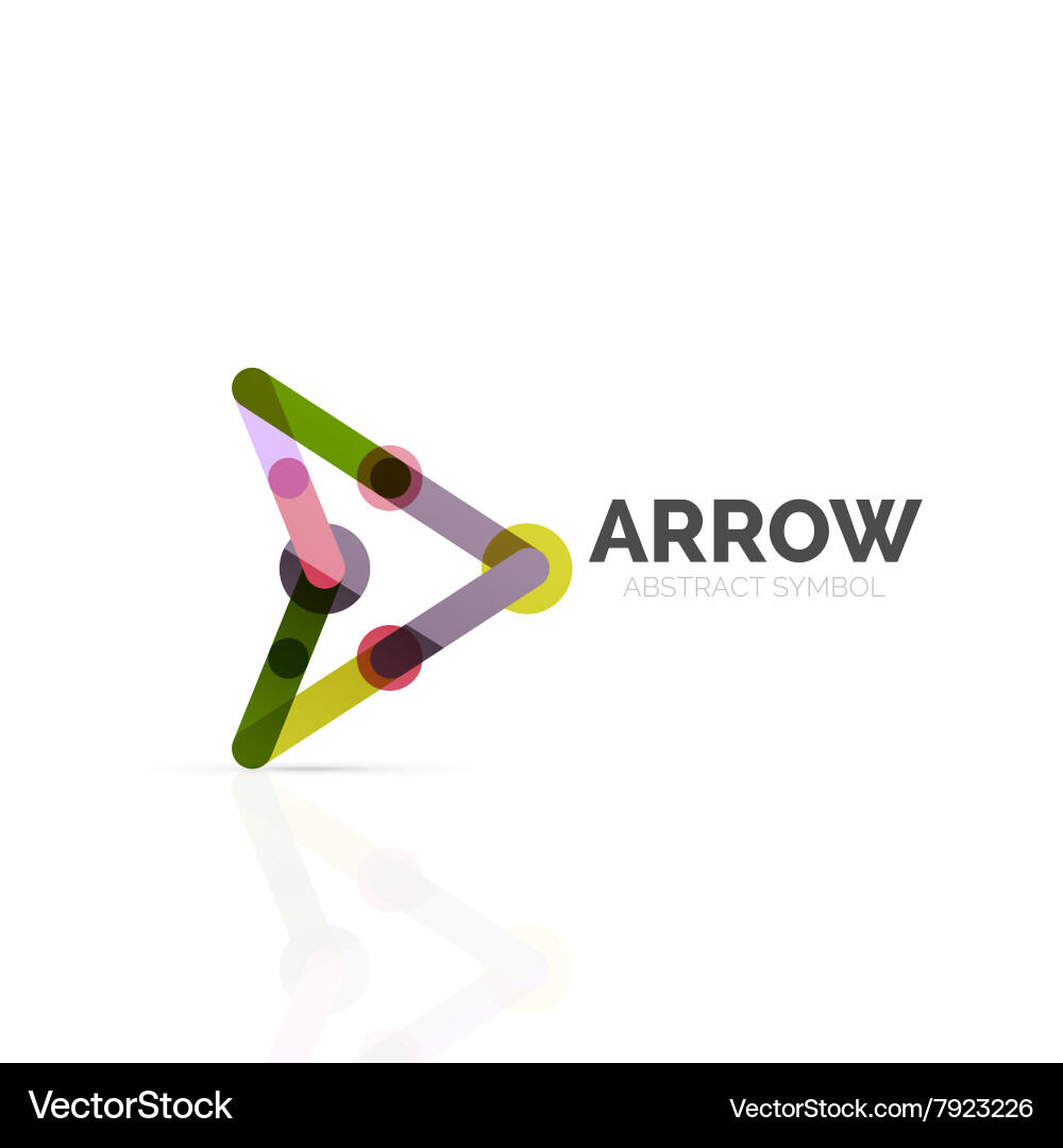 Linear arrow abstract logo connected multicolored Vector Image