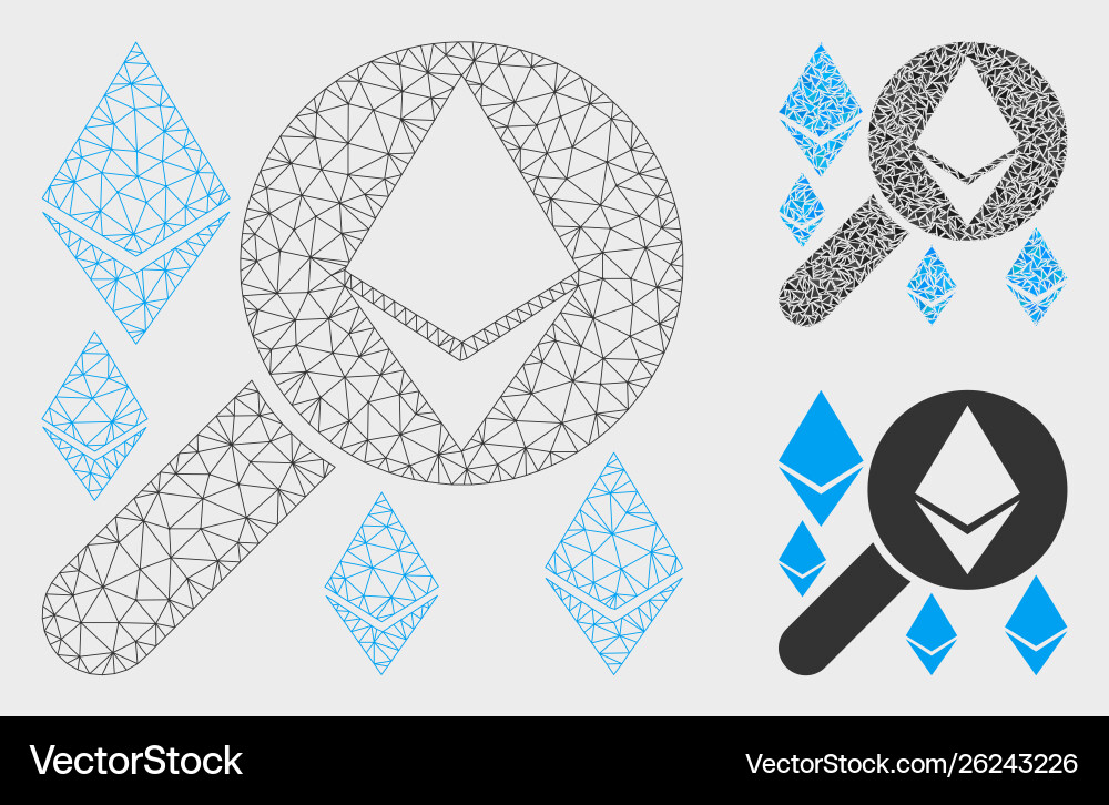 Loupe search ethereum mesh network model vector image