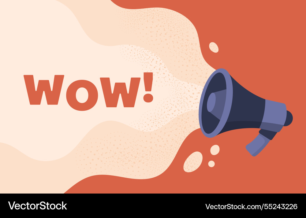 Megaphone with wow text design Megaphone with wow text design vector image