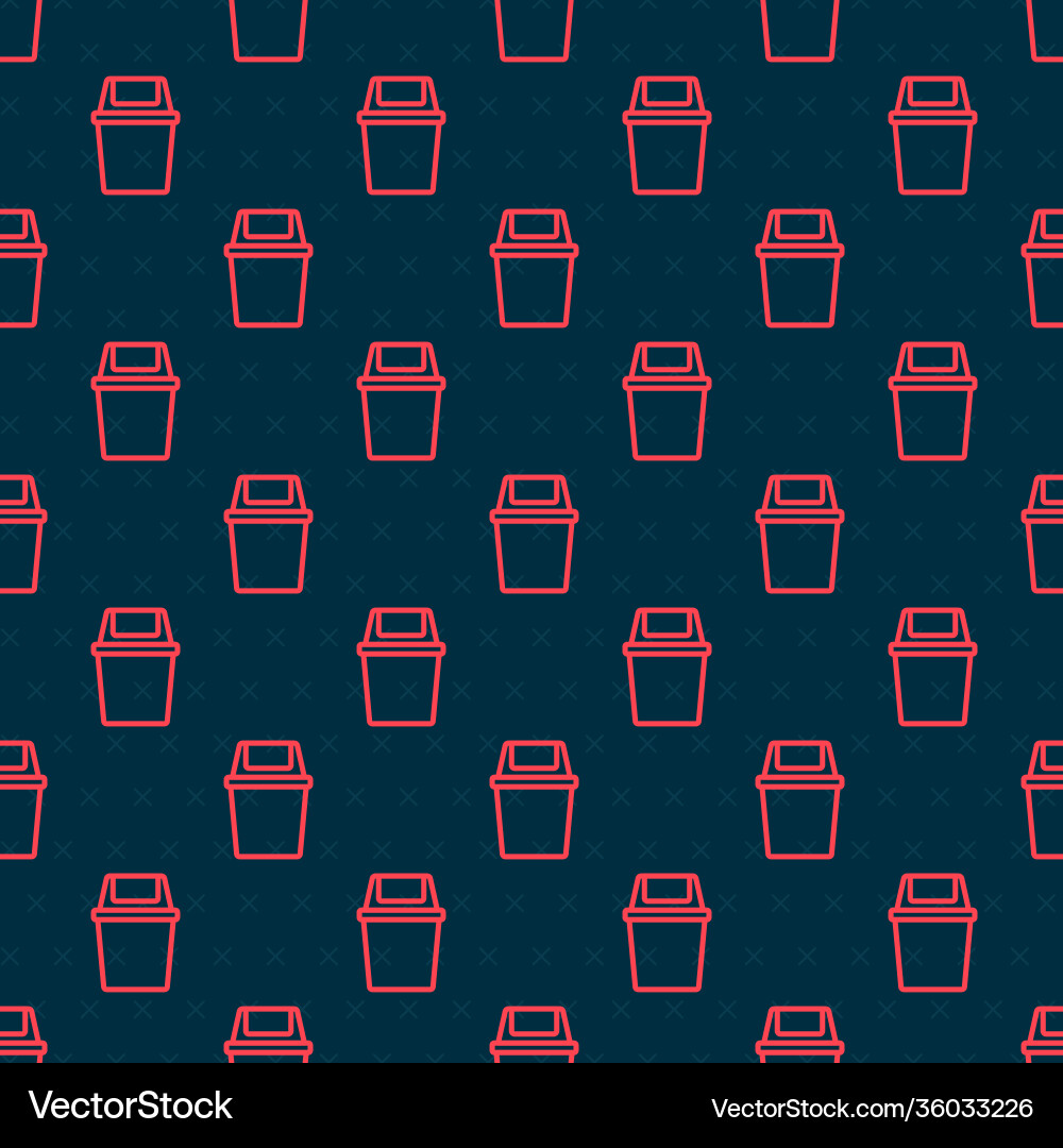 Red line trash can icon isolated seamless pattern Red line trash can icon isolated seamless pattern vector image