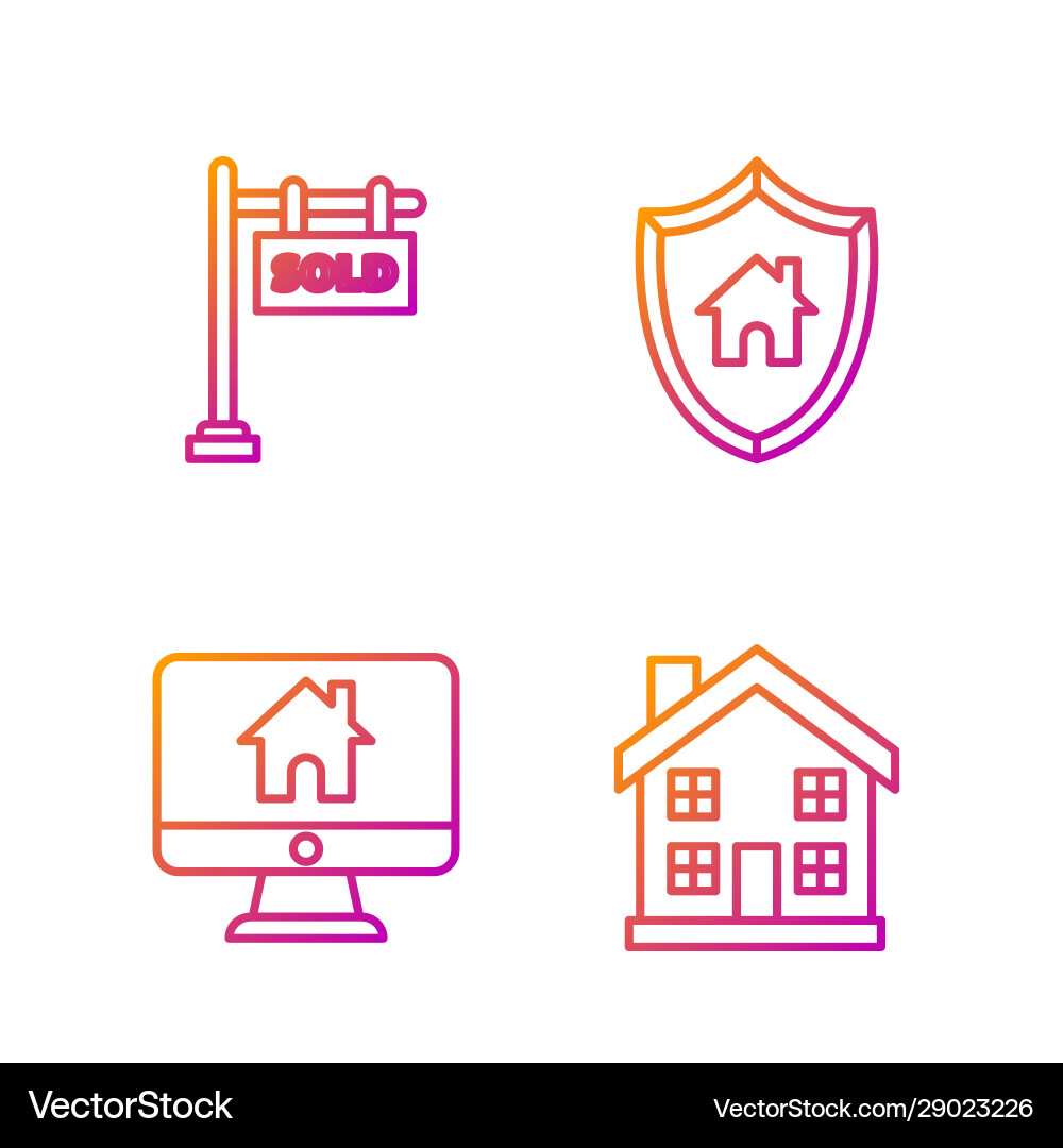 Set line home symbol computer monitor with smart Set line home symbol computer monitor with smart Vector Image