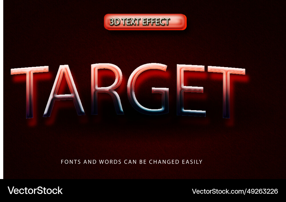 Target action 3d editable text effect style vector image