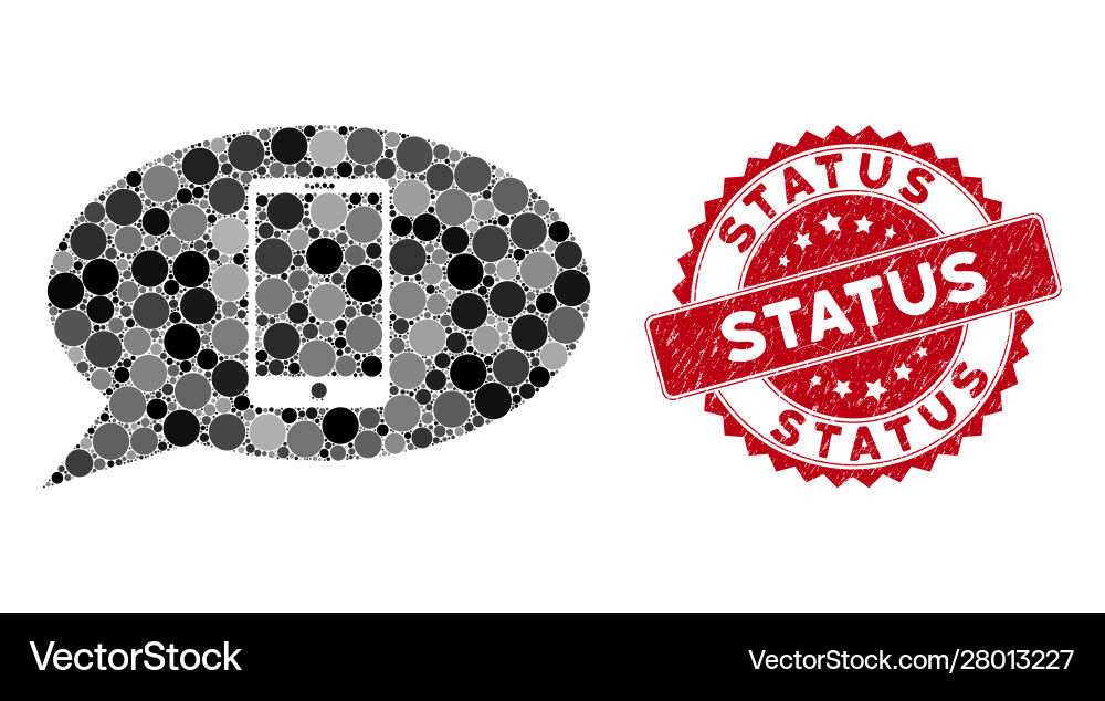 Collage smartphone message with textured status Collage smartphone message with textured status Vector Image