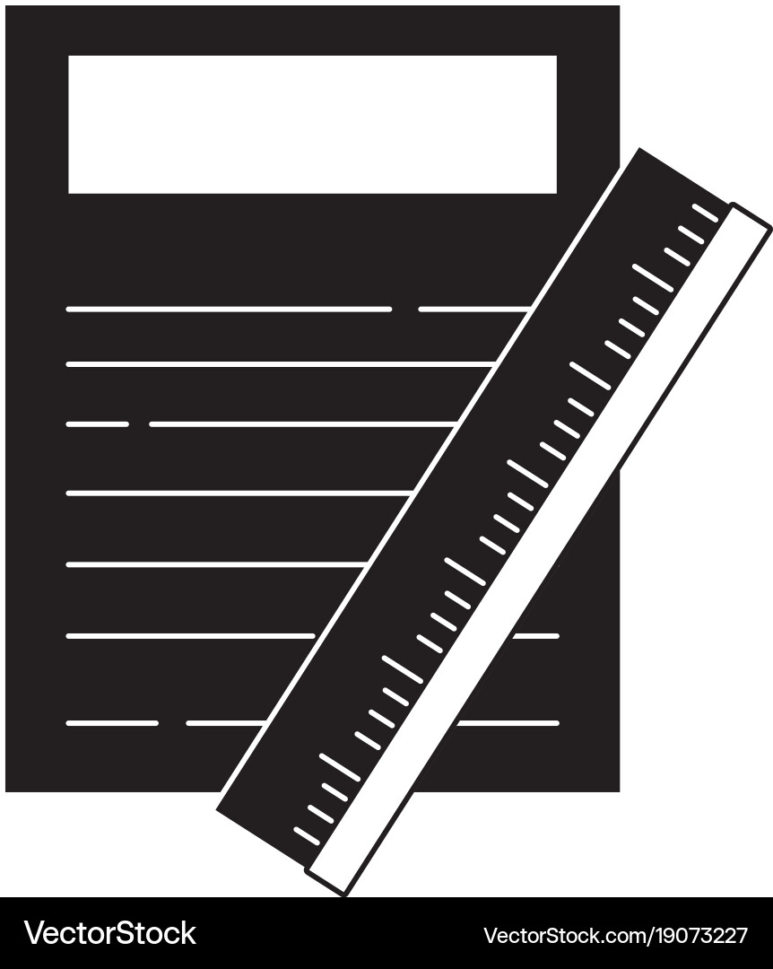 Contour paper document with ruler object design vector image
